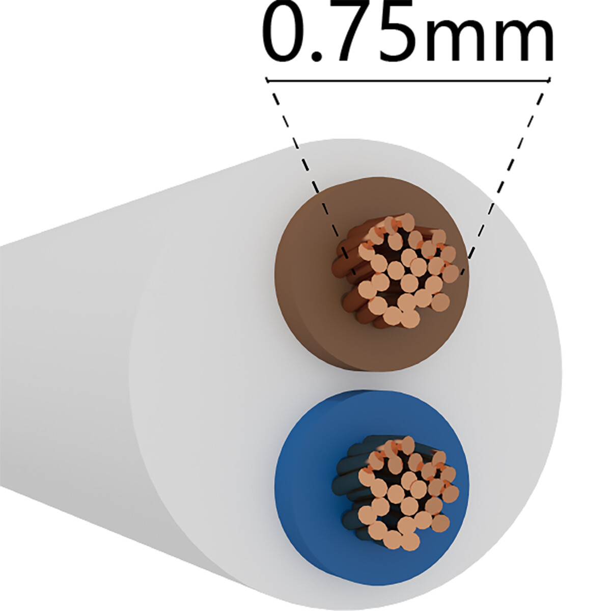 Stromkabel - 2x0.75mm - 2 Kern - 100 Meter - Weiß