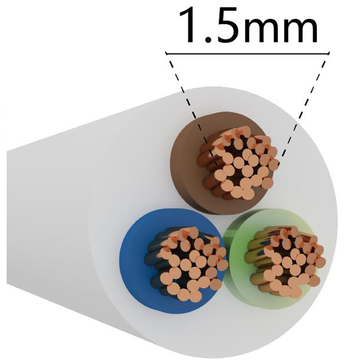 Schlauchleitung - 3x1.5mm - 3-adrig - 100 Meter - Weiß