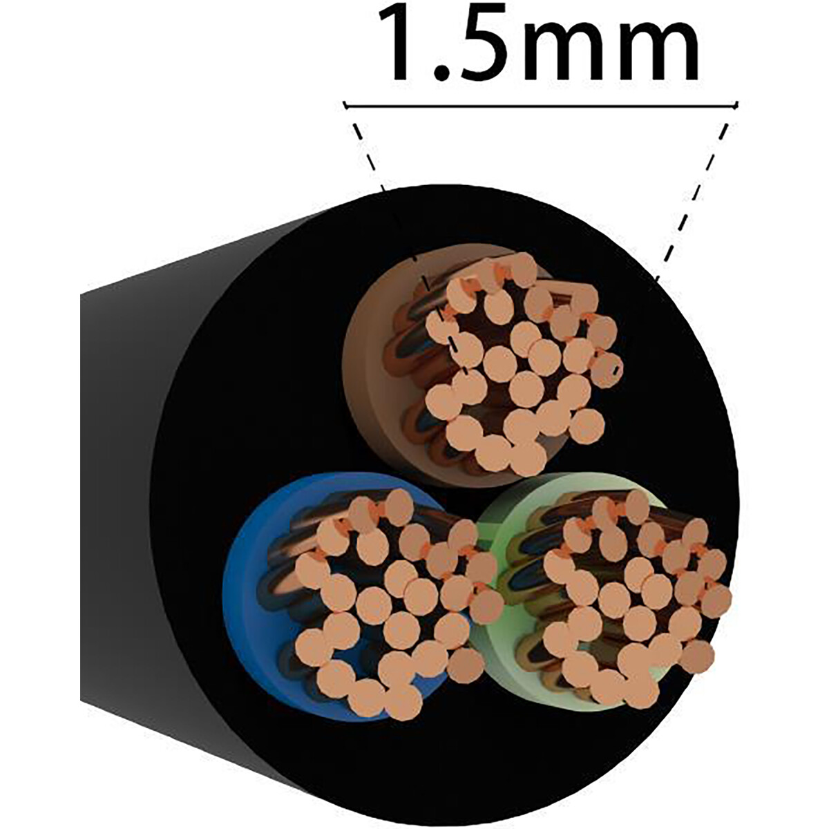 Schlauchleitung - 3x1.5mm - 3-adrig - 10 Meter - Schwarz