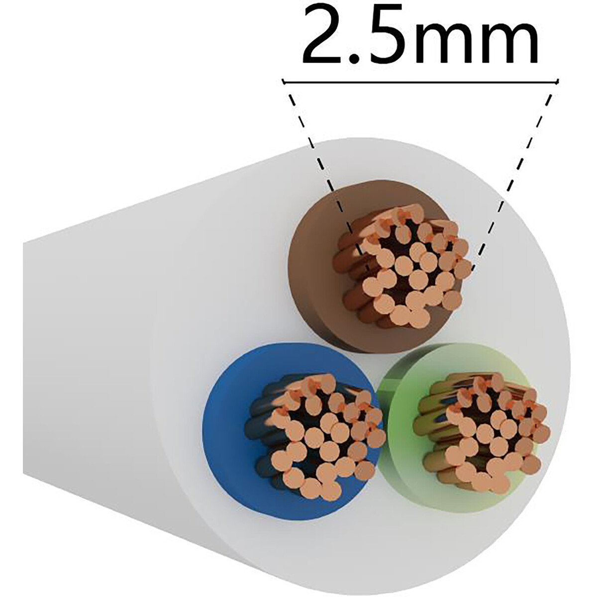 Schlauchleitung - 3x2.5mm - 3-adrig - 10 Meter - Weiß