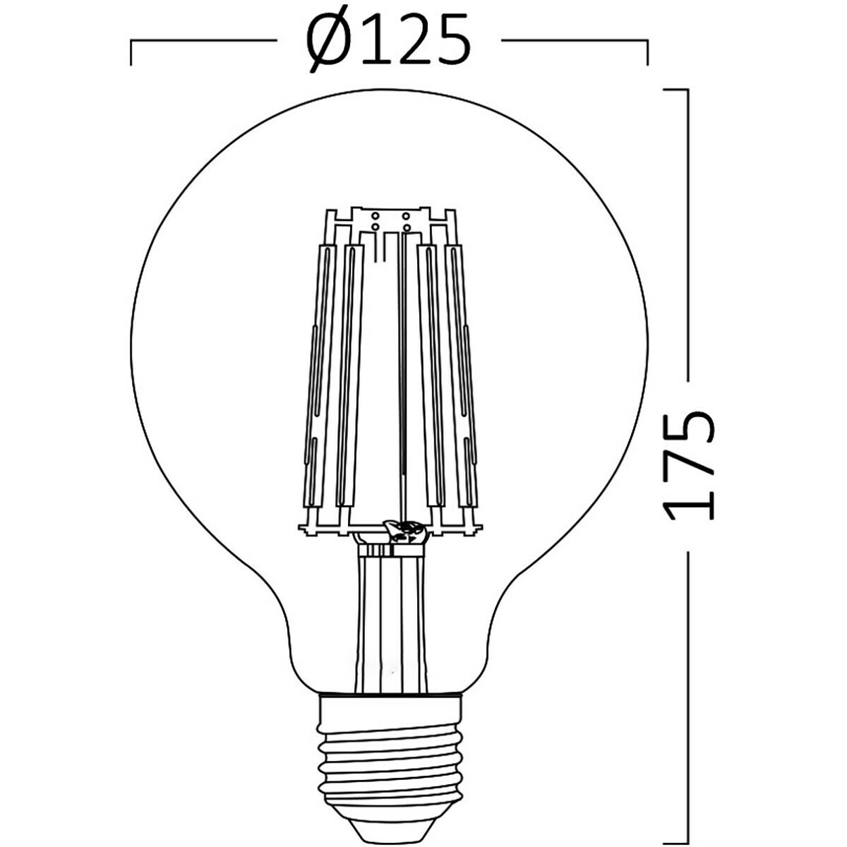 Vorteilspack 10x LED-Lampe E27 Globe Filament - Brinton - Amber 6W 540lm - 822 Sehr Warmweiß 2200K - G125 | Ersatz für 45W