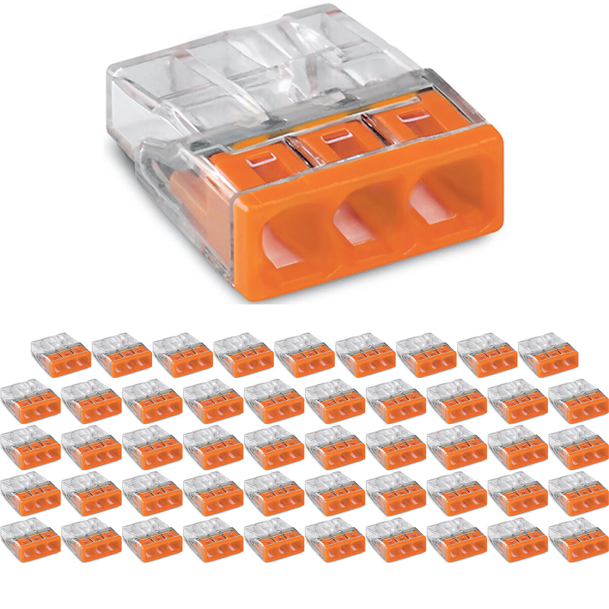 WAGO - Verbindungsklemme - 3-polig - 0,5-2,5mm² - Orange - 50 Stück